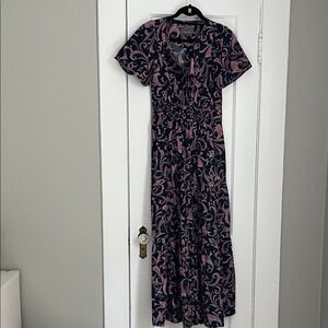 Anthropologie Somerset Pink and Navy Maxi Dress